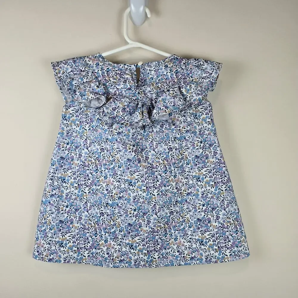 Handmade Liberty Dress 18/24m & Matching Bonnet Wiltshire Tana Lawn Fabric